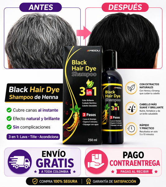 BLACK HAIR DYE SHAMPOO – Aclara y Tiñe en Minutos